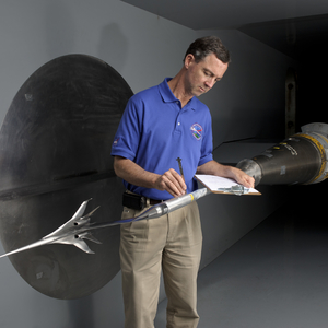 Windtunneltest met een supersonisch model van Boeing.