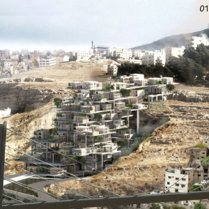 Amman Living Quary van Baraa Kawasmi en Amal Tatfi gebruikt de structuur van een steengroeve.